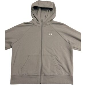 Under Armour Women's Loose Fit Full Zip Hoodie Sweatshirt XL Gray UA Logo